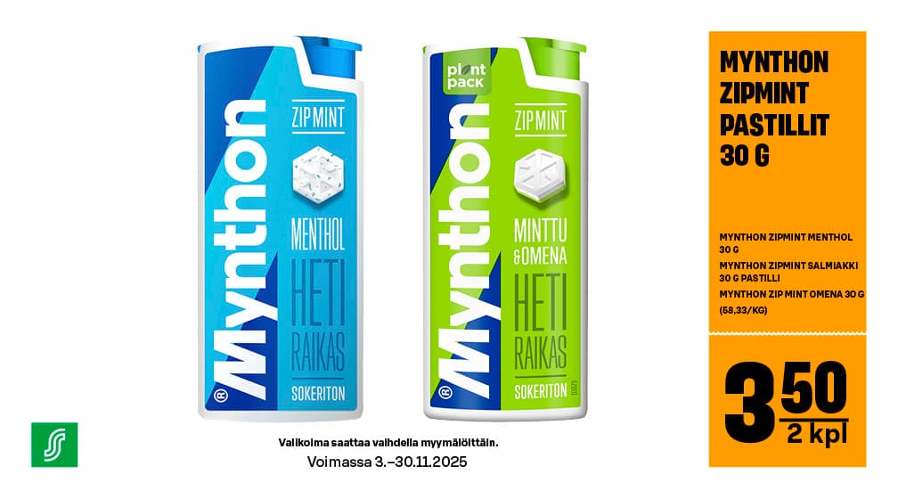 Mynthon Zip Mint -pastillit