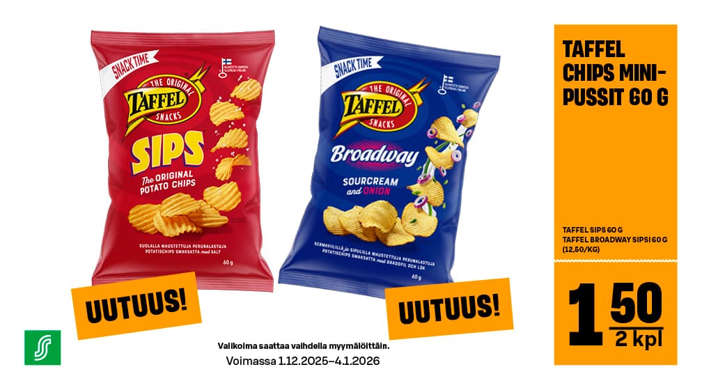 Taffel Chips -minipussit