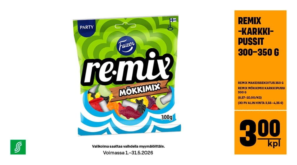 Remix-karkkipussit