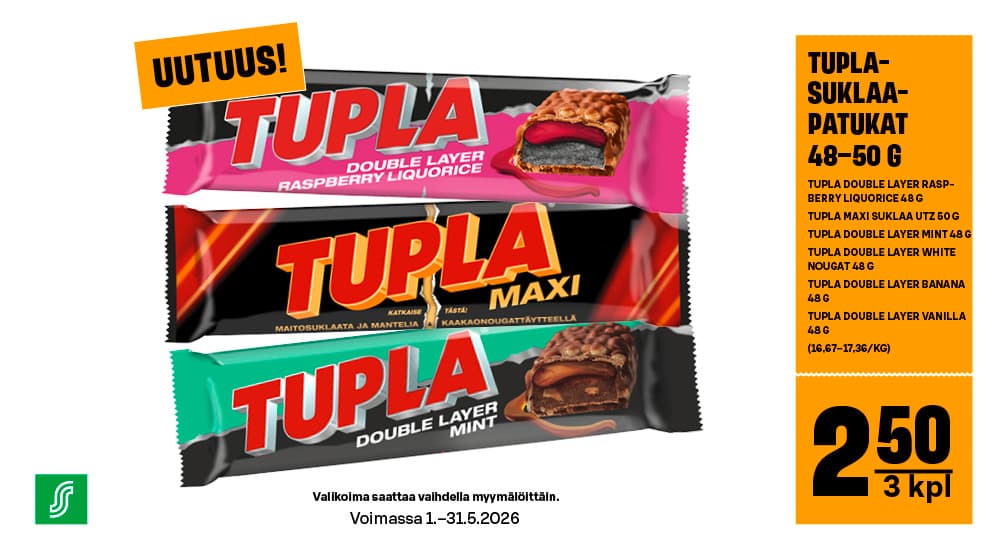 Kuuma juoma ja Tupla-patukat
