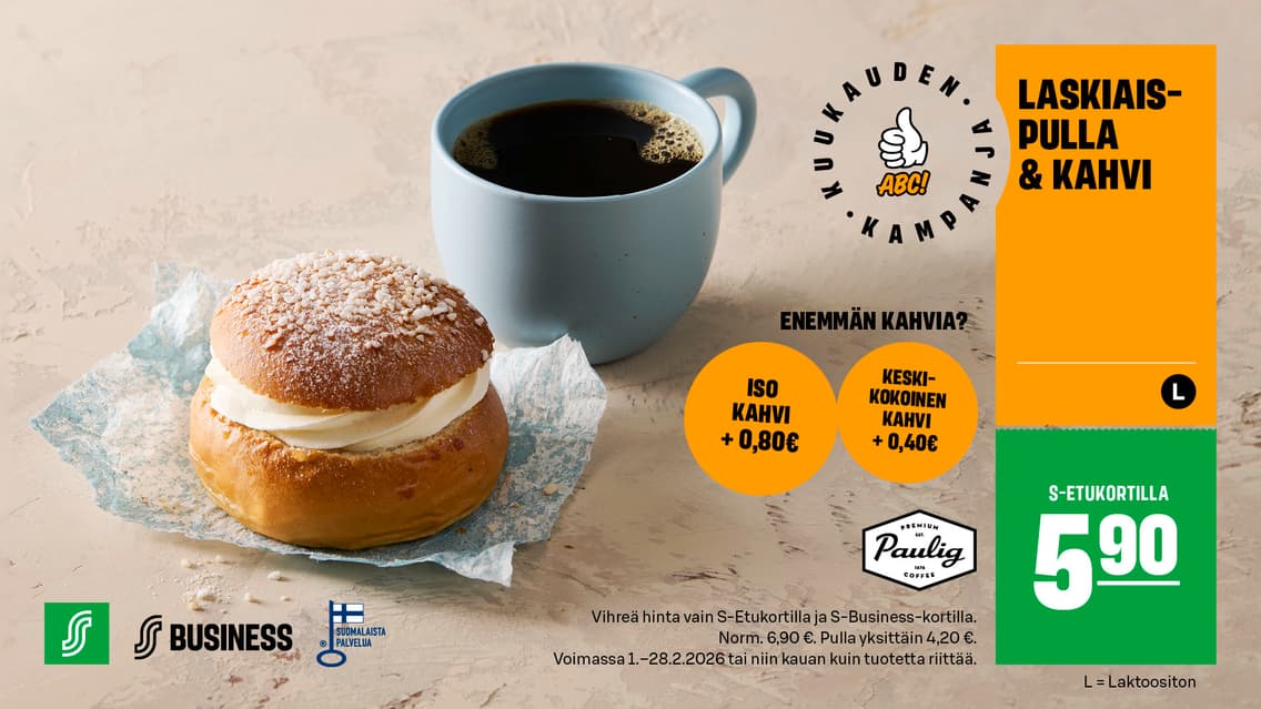 Laskiaispulla ja kahvi