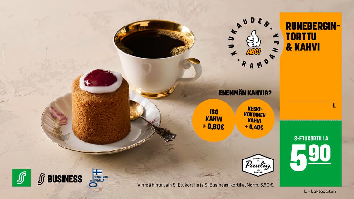 Runebergintorttu ja kahvi