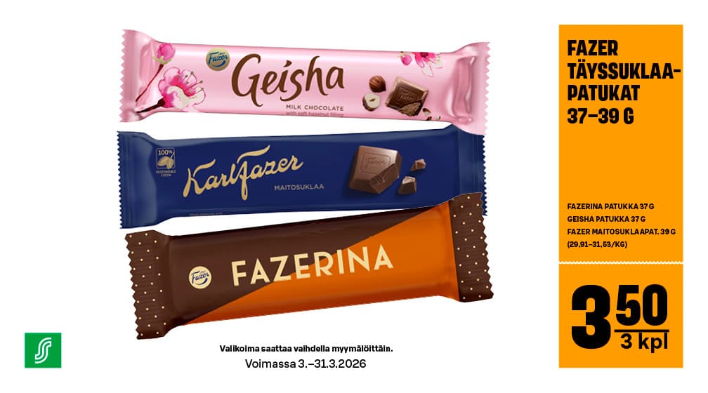 Fazerin suklaapatukat 3 kpl