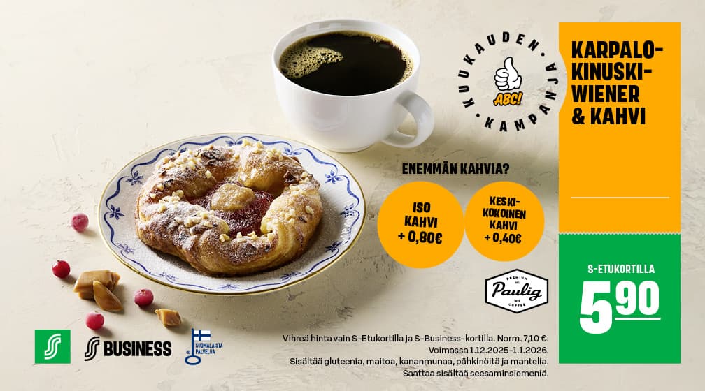 Karpalo-kinuskiwiener ja kahvi